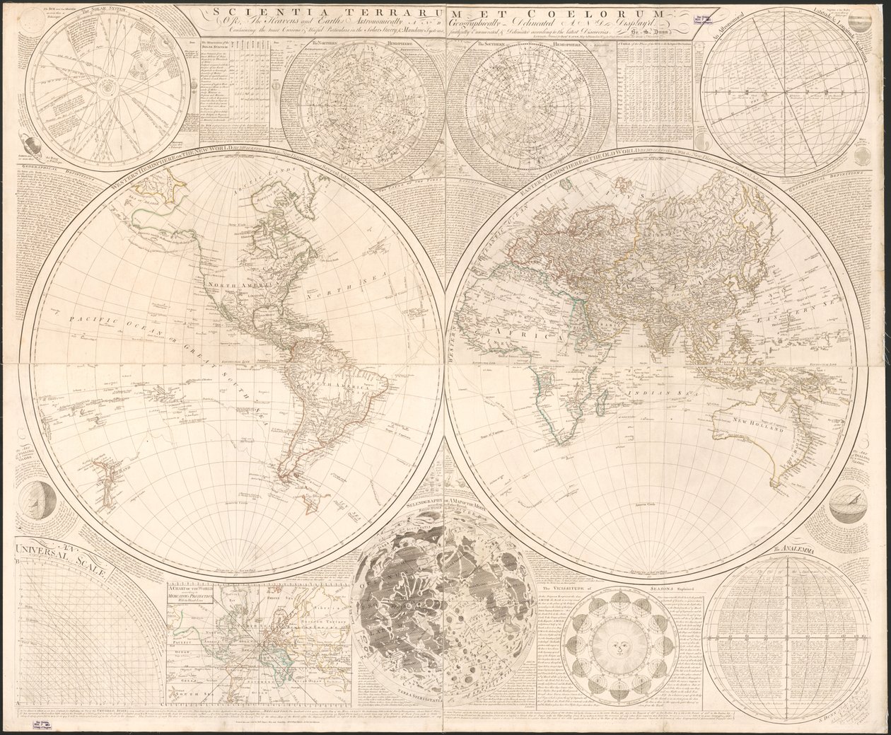 Scientia Terrarum et Coelorum: Or, the Heavens and Earth Astronomically and Geographically Delineated and Displayed by Samuel; Kitchin Dunn