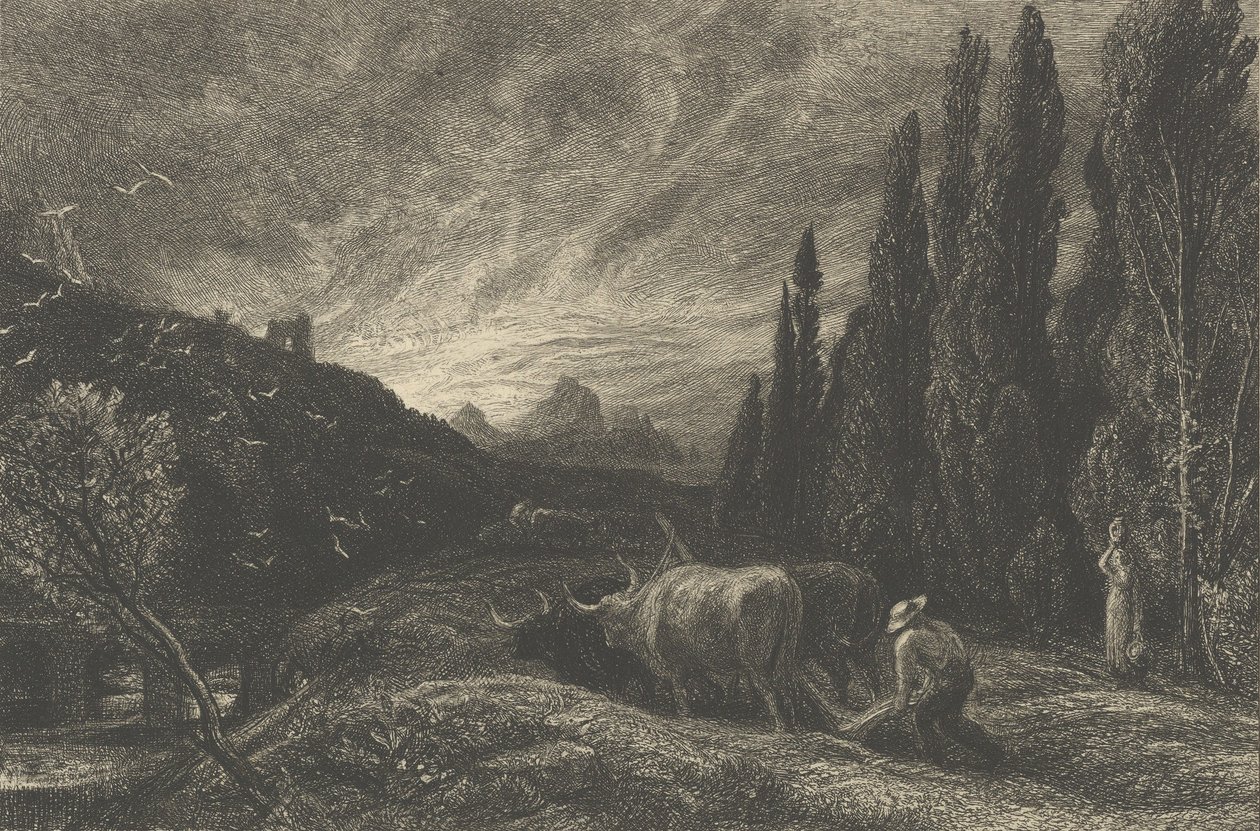 The Early Ploughman, or The Morning Spread Upon the Mountains by Samuel Palmer