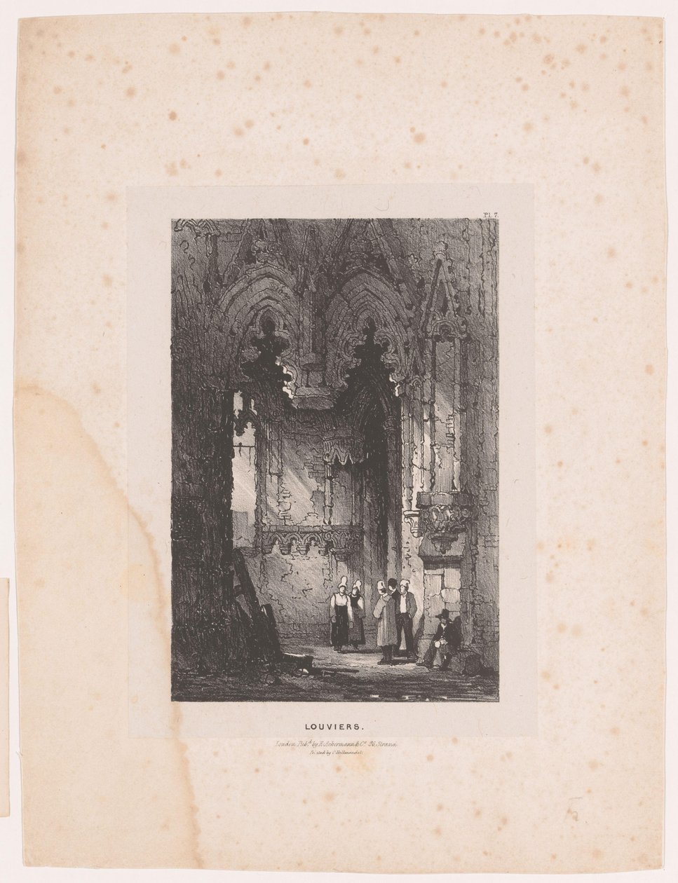 Interior of a Church in Louviers (series title) by Samuel Prout (attributed to)