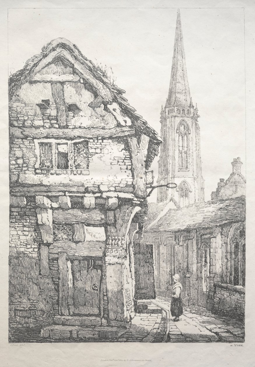 A Series of Ancient Buildings and Rural Cottages in the North of England: At York, Street by Samuel Prout