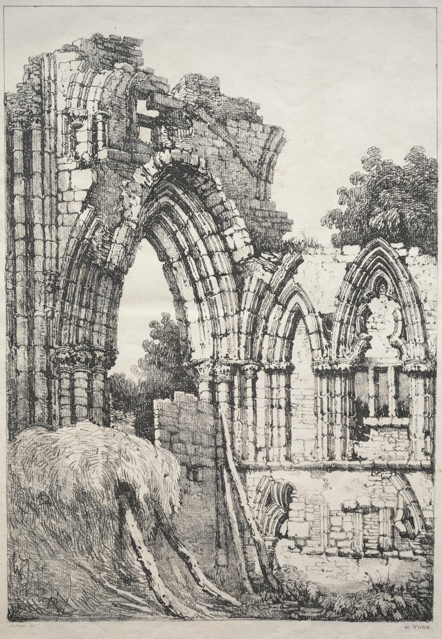 A Series of Ancient Buildings and Rural Cottages in the North of England: At York, Ruins, 1821 by Samuel Prout
