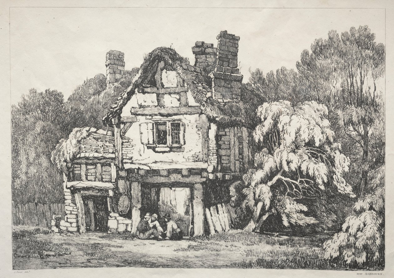 A Series of Ancient Buildings and Rural Cottages in the North of England: Near Ashbourn by Samuel Prout