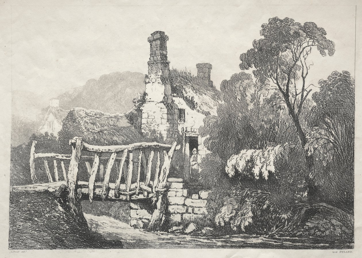 A Series of Ancient Buildings and Rural Cottages in the North of England: Near Byland, 1821 by Samuel Prout