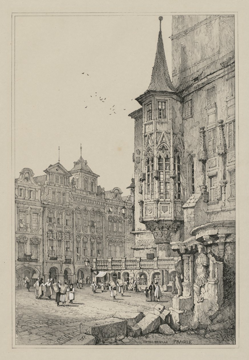 Facsimiles of Sketches Made in Flanders and Germany: Hotel de Ville, Prague by Samuel Prout