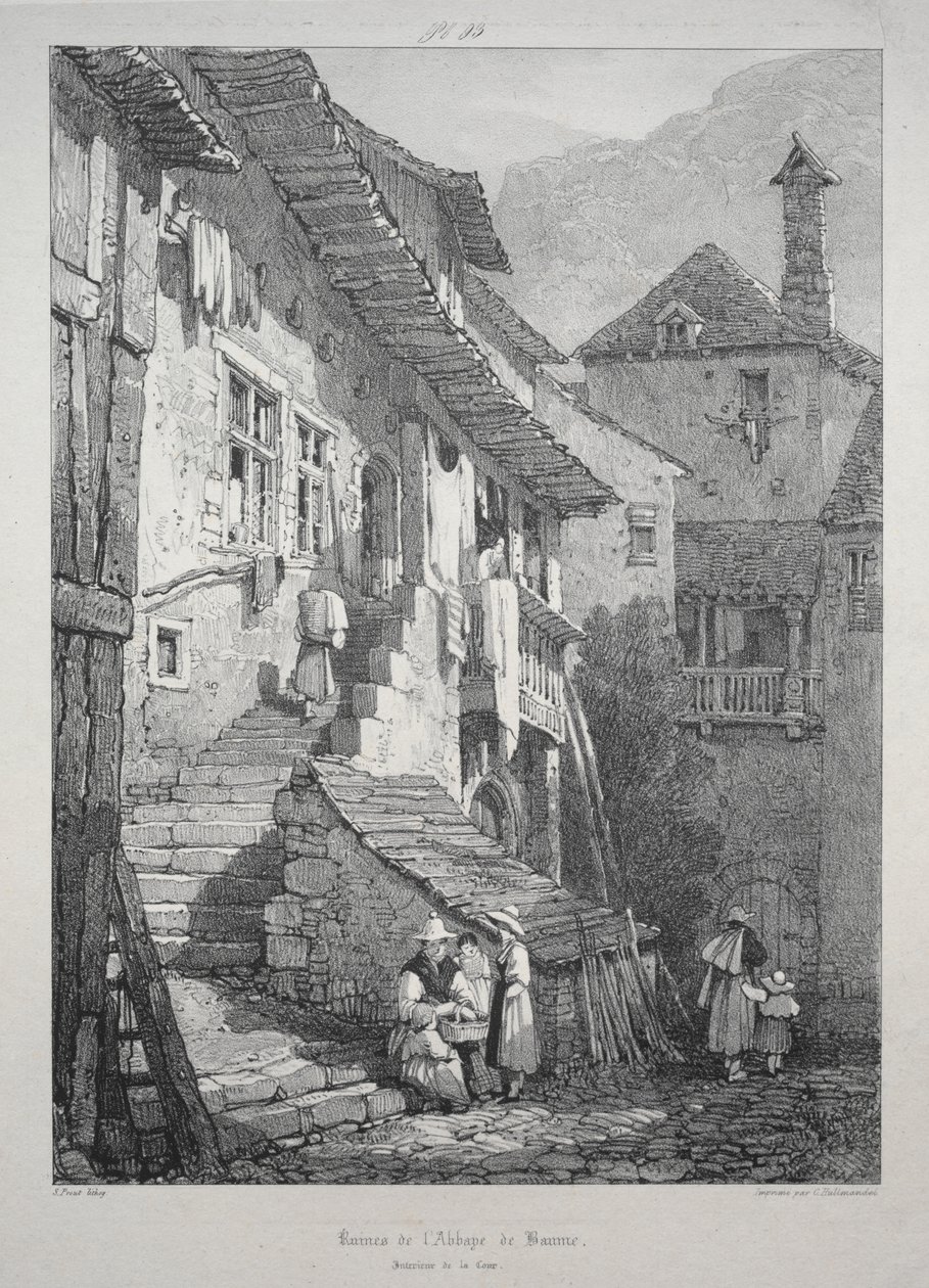 Ruins of the Abbey of Baume: Interior of the Court by Samuel Prout