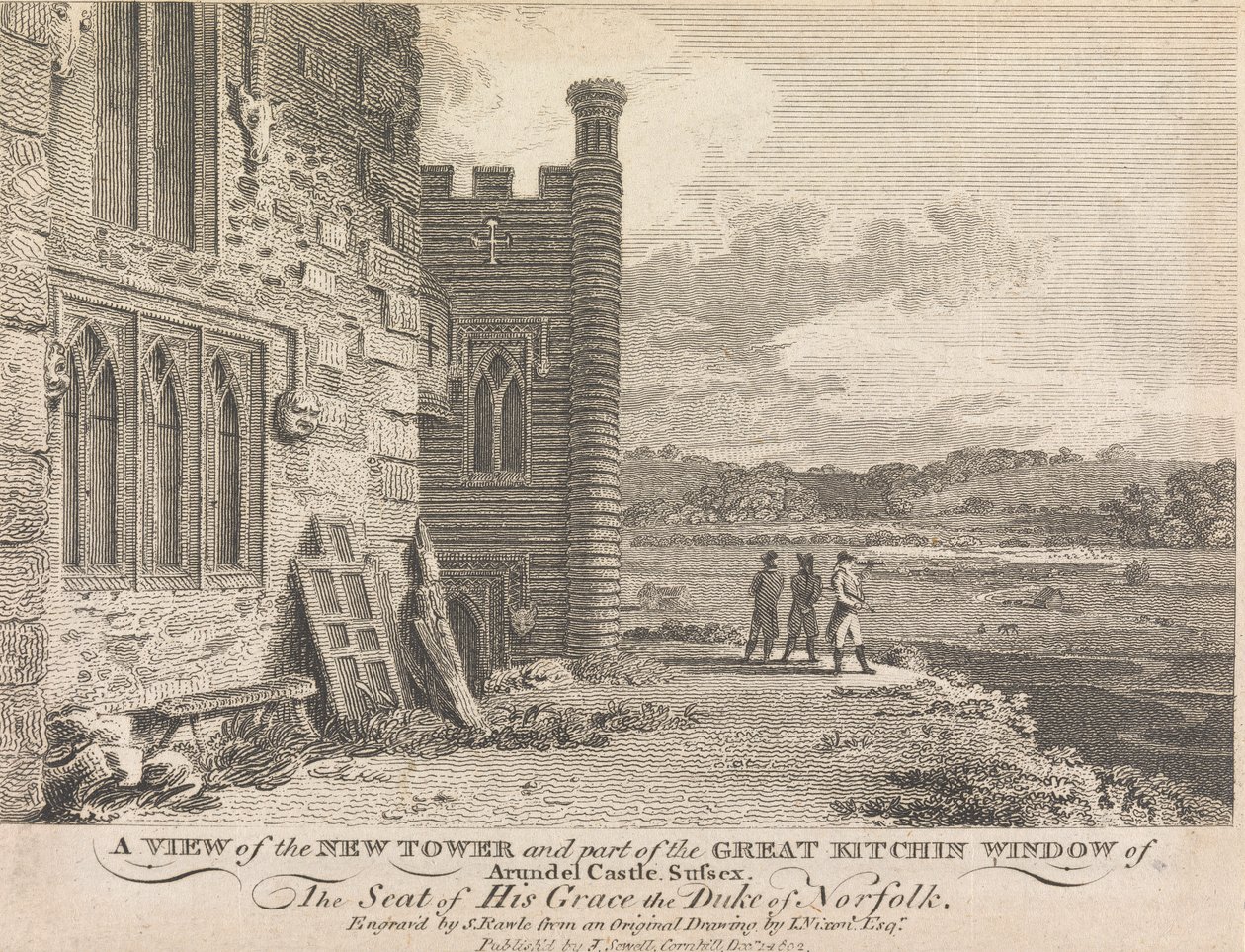 A View of the New Tower and part of the Great Kitchen Window of Arundel Castle, Sussex by Samuel Rawle