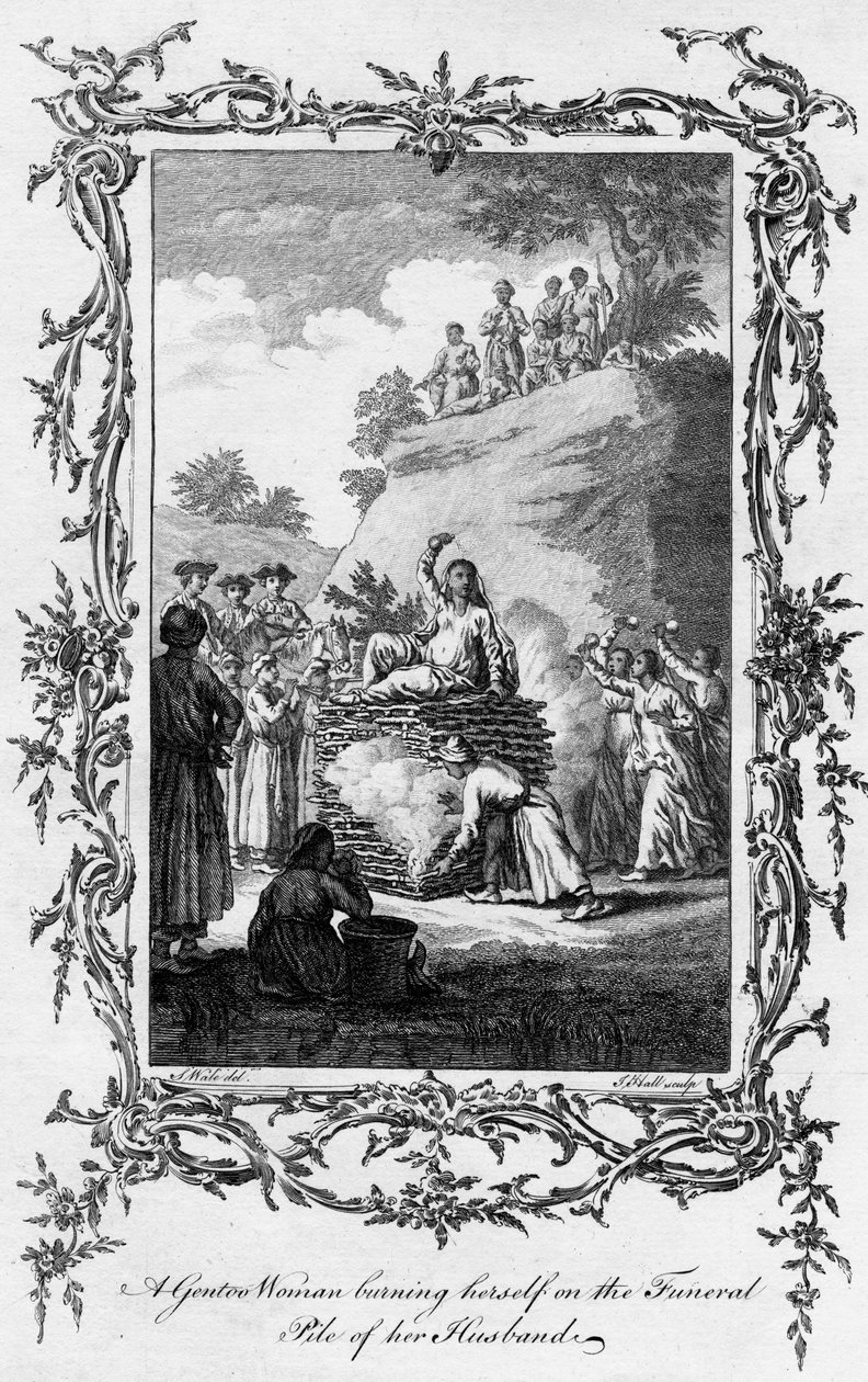 A Gentoo Woman Burning Herself on the Funeral Pile of Her Husband by Samuel Wale