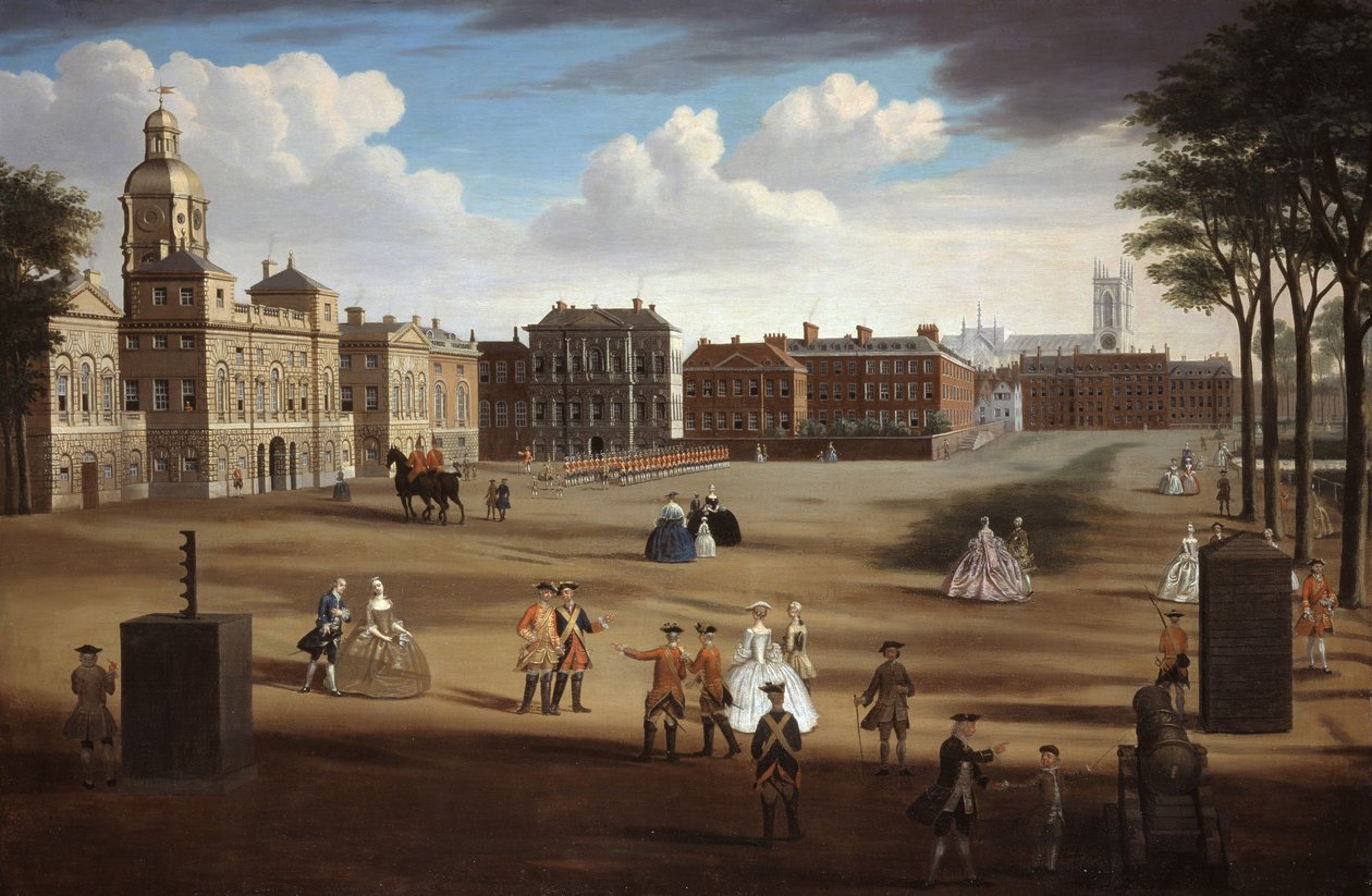 A View of the West Front of Horse Guards with the Treasury and Downing Street beyond, c.1758 by Samuel Wale