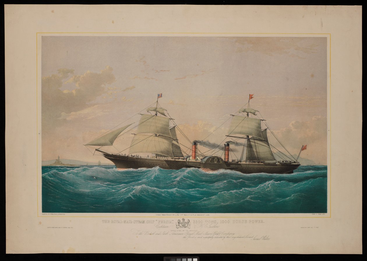 The Royal Mail Steam Ship Persia... Captain C H E Jodkins (Inward Bound, off the Skerries) To the British and North American Royal Mail Steam Packet Company this print is most respectfully dedicated by Samuel Walters