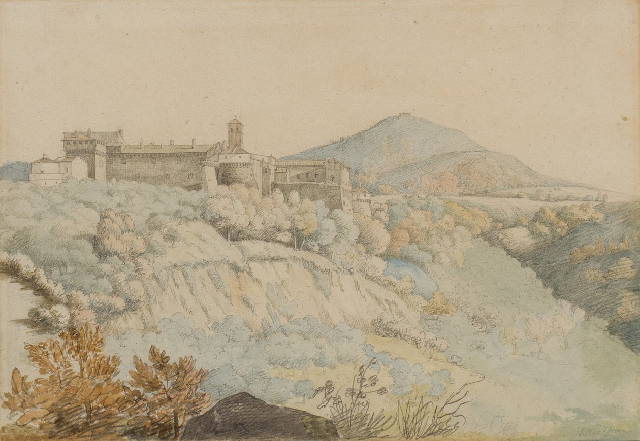 The Convent of Grotta Ferrata, ancient Tusculum, Italy, c.1805 by Samuel Woodforde