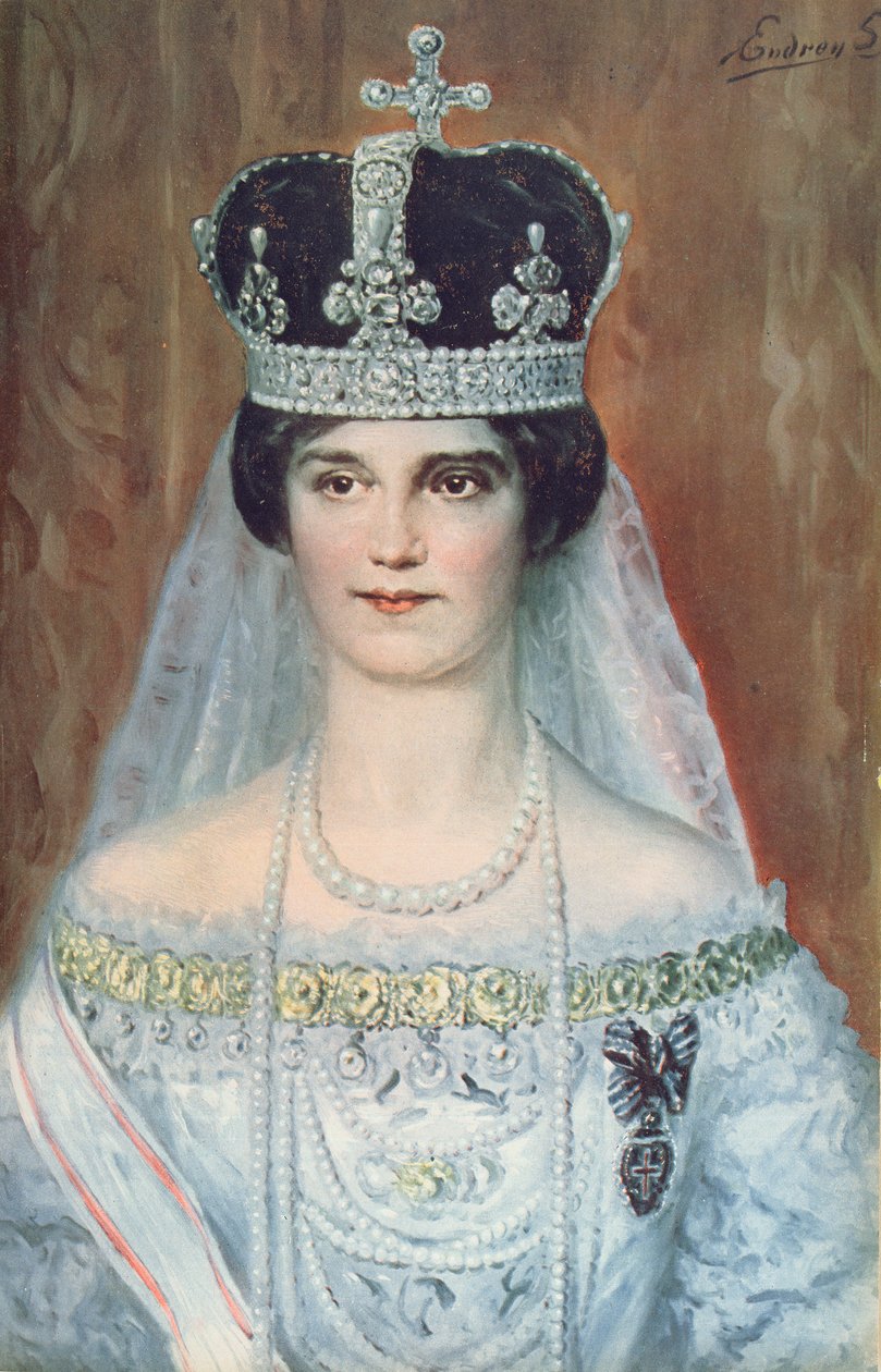 Coronation portrait of Zita de Bourbon-Parme as Queen of Hungary, 1917  by Sandor Endrey