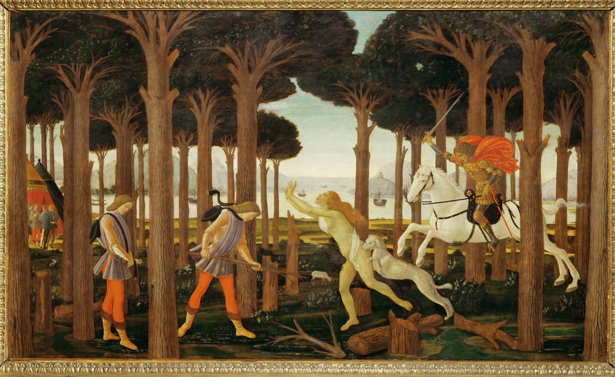 The Story of Nastagio degli Onesti, First of Three Panels: Nastagio Walks Sadly in a Forest by Sandro (1444/5 1510) Botticelli