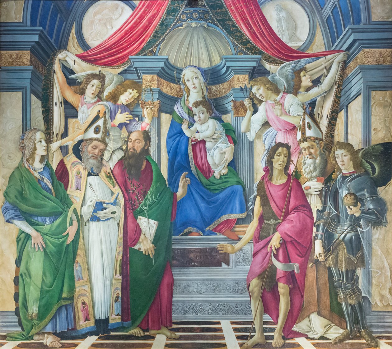 Madonna and Child enthroned with saints by Sandro Botticelli