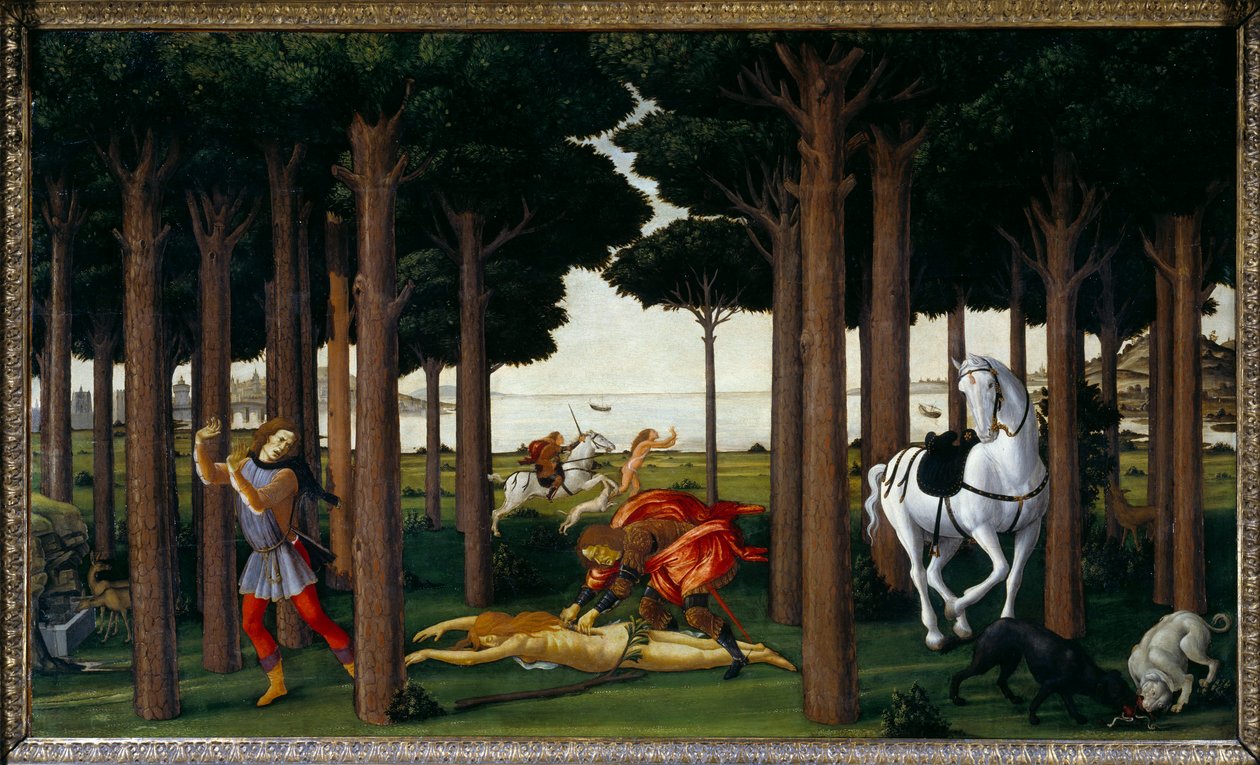 Story of Nastagio degli Onesti: Infernal Hunt by Sandro Botticelli