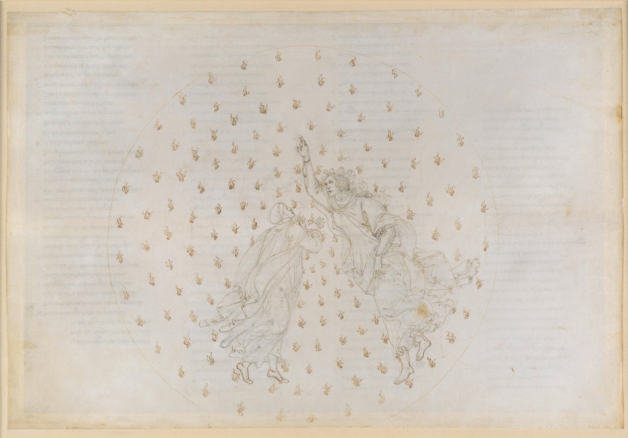 The Divine Comedy, Paradiso VI. Second Planetary Sphere (Heaven of Mercury): Justinian Tells Dante the History of the Empire and Reports on the Souls of the Righteous in Mercury by Sandro Botticelli