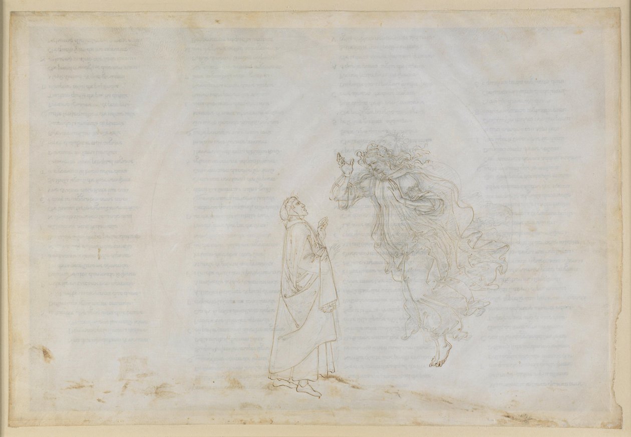 The Divine Comedy, Paradiso V. First Planetary Sphere (Moon Sky): Beatrice Explains to Dante Principles of Church Dispensation; Ascent to the Sphere of Mars by Sandro Botticelli