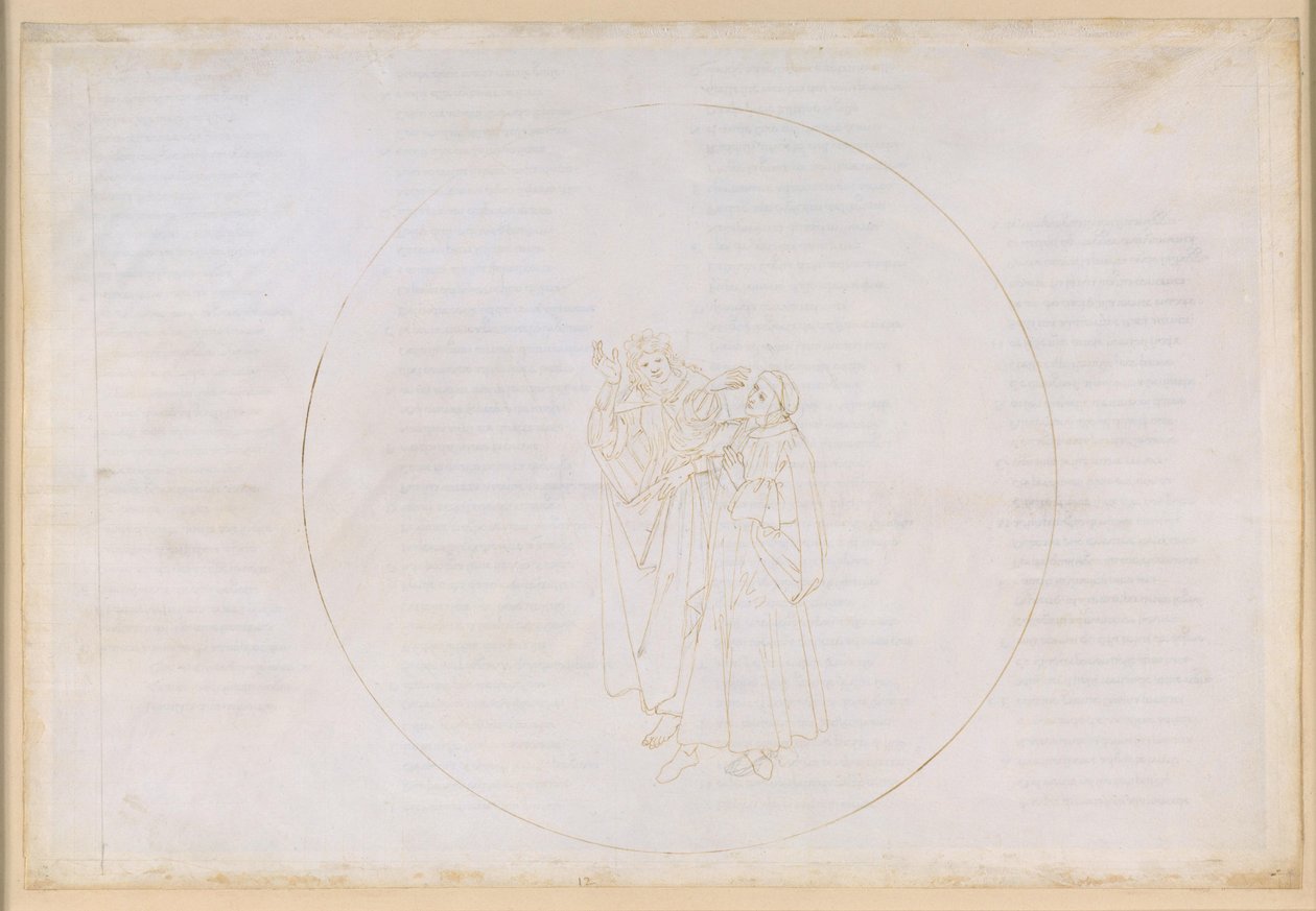 The Divine Comedy, Paradise XII: Fourth Planetary Sphere (Heaven of the Sun): The Franciscan Bonaventure Praises the Life and Work of Saint Dominic and Criticizes the Division of His Own Order by Sandro Botticelli