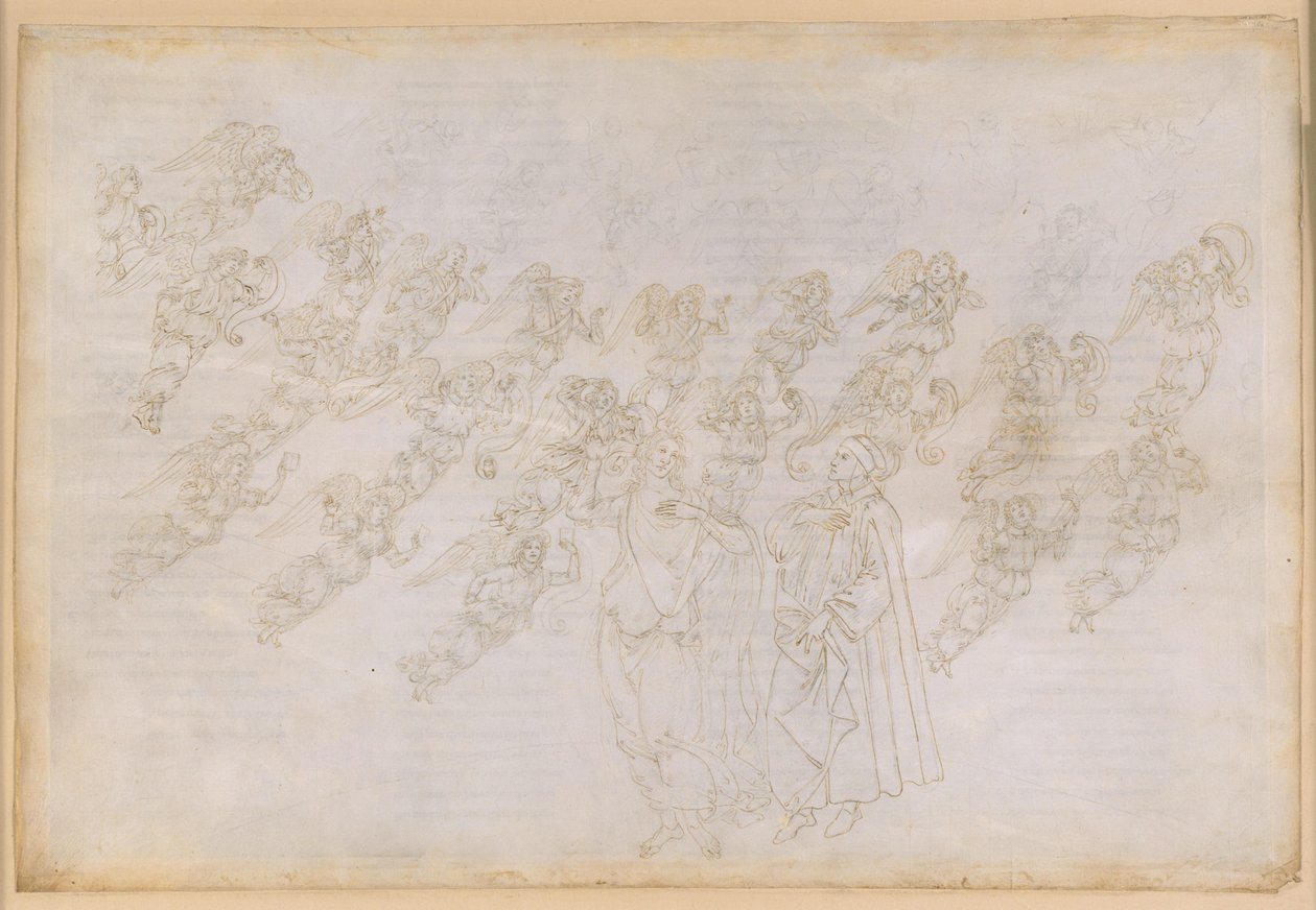 The Divine Comedy, Paradiso XXIX. Ninth Sphere (Crystal Heaven or Primum Mobile): Beatrice Instructs Dante on the Creation and Nature of Angels by Sandro Botticelli