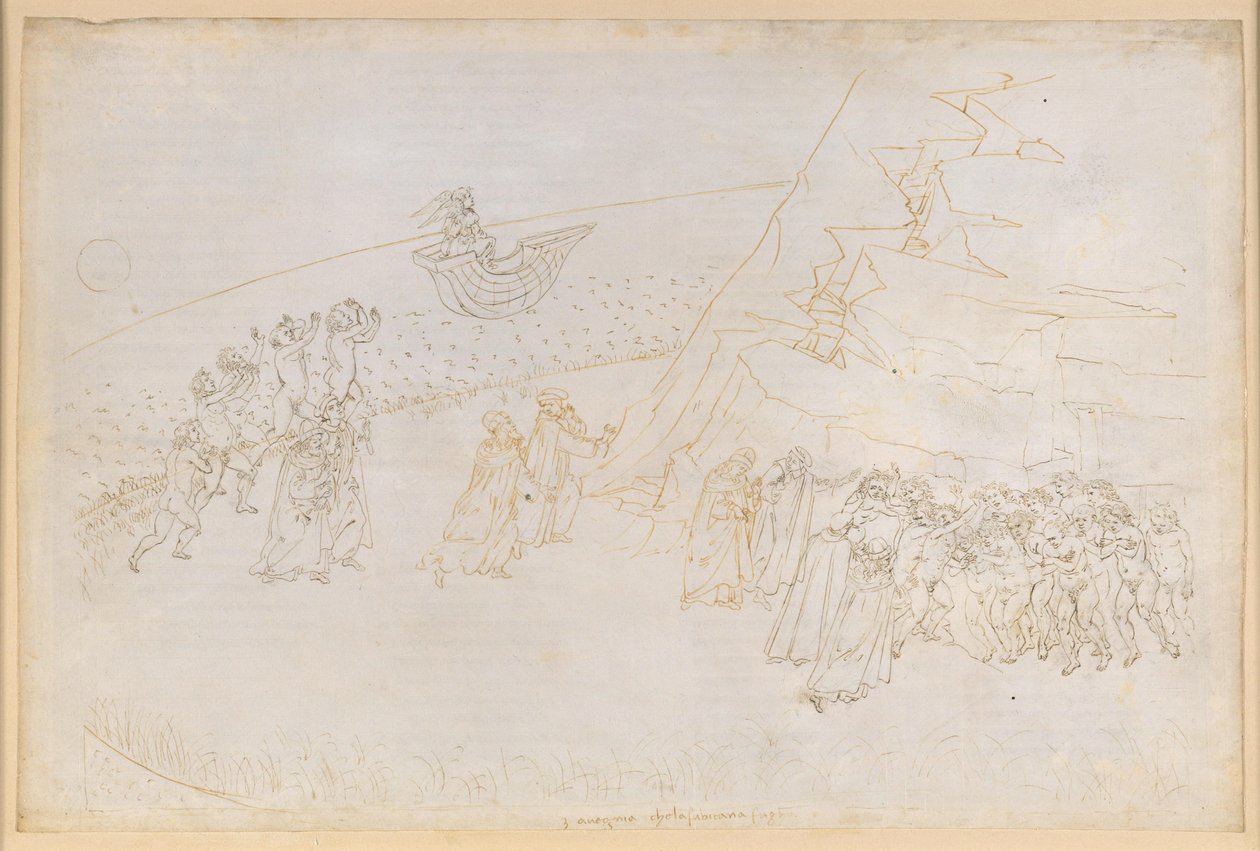The Divine Comedy, Purgatorio III. Ante-Purgatory (Inselring): Penance of the Excommunicated; Conversation with Manfred of Hohenstaufen by Sandro Botticelli