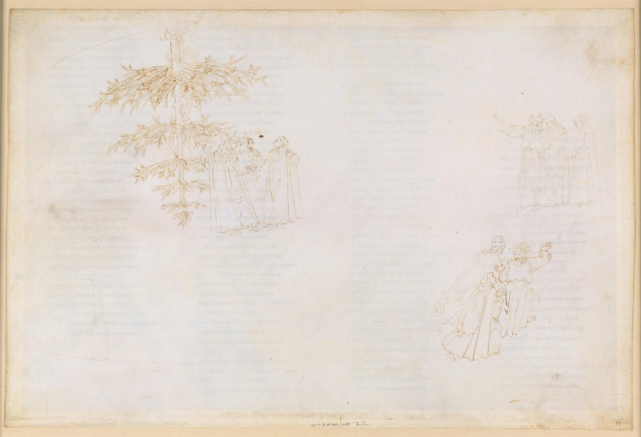 The Divine Comedy, Purgatory XXII: Ascent to the Sixth Ring of Purgatory; Conversations with Statius; Penance of the Gluttons by Sandro Botticelli