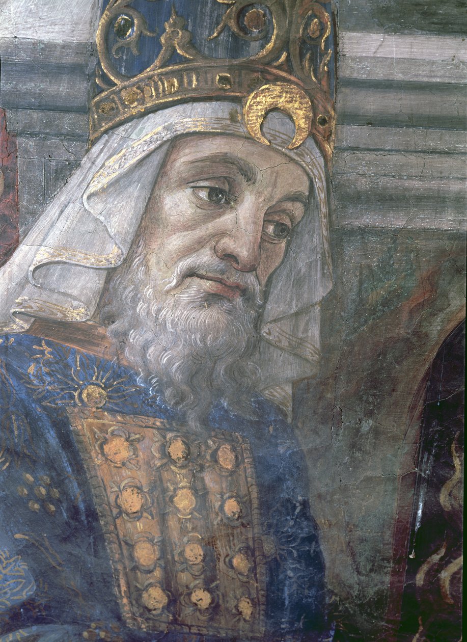The Purification of the Leper and the Temptation of Christ (detail of the head of the priest) by Sandro Botticelli