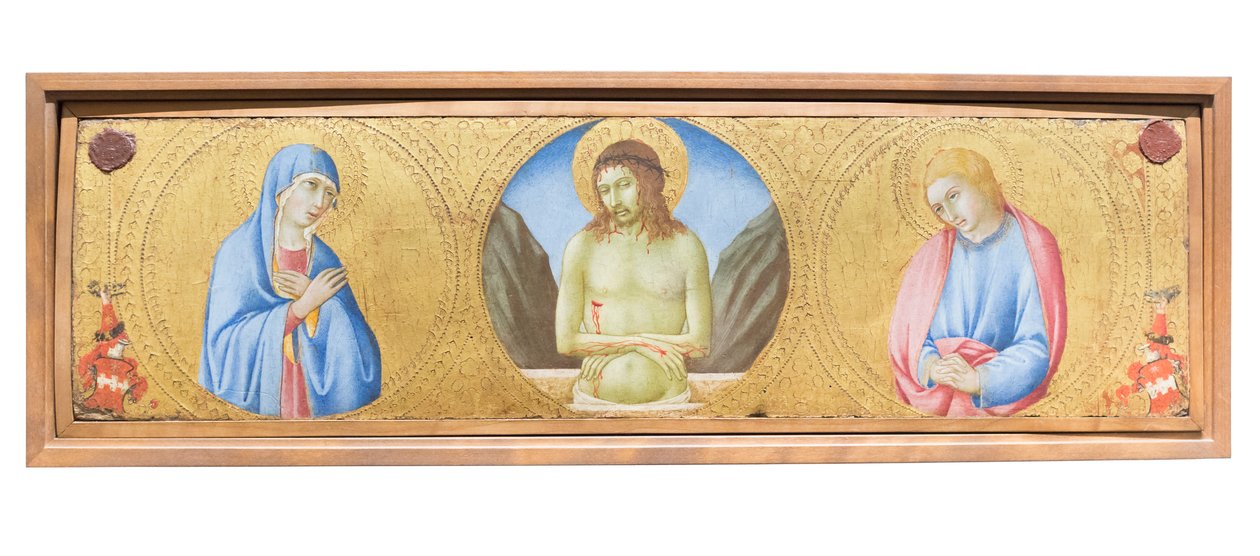 Christ as Man of Sorrows Between the Virgin Mary and St John the Evangelist by Sano di also Ansano di Pietro di Mencio Pietro