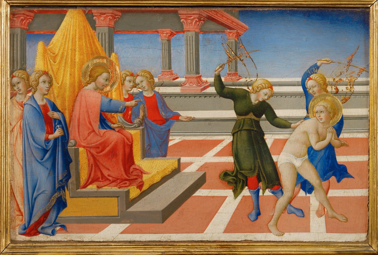 Saint Jerome Dreams that Christ Orders His Flagellation by Two Angels by Sano di also Ansano di Pietro di Mencio Pietro