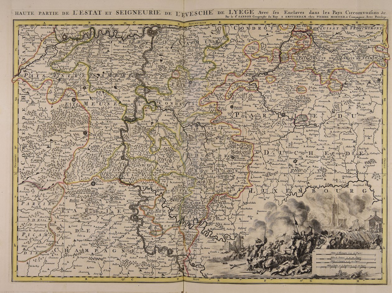 Upper Part of the State and Lordship of the Bishopric of Liège with Its Enclaves in the Surrounding Countries by Sanson