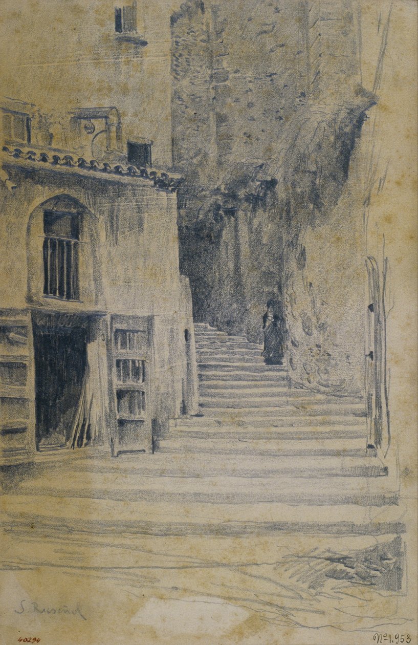 Village Street, Granada by Santiago Rusiñol