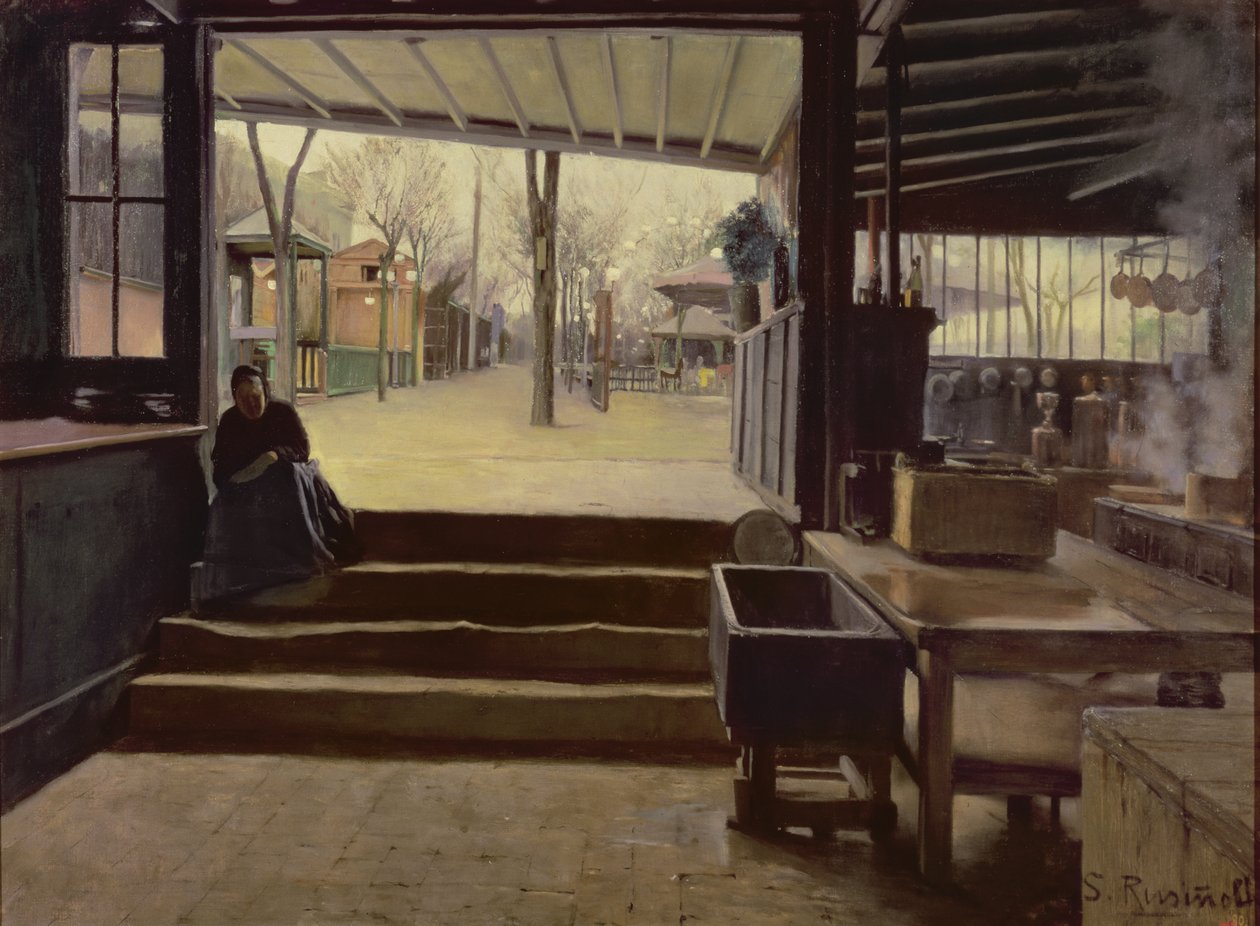 The Kitchen or the Laboratory of the Moulin de la Galette, Paris by Santiago Rusinol i Prats