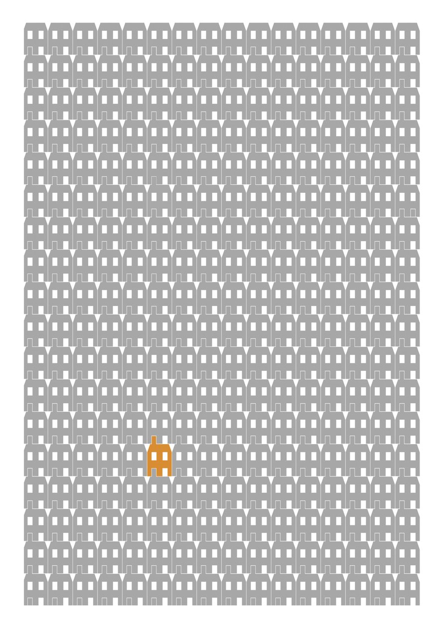 Grey Paper House Repeat Print, 2014 by Sarah Evans