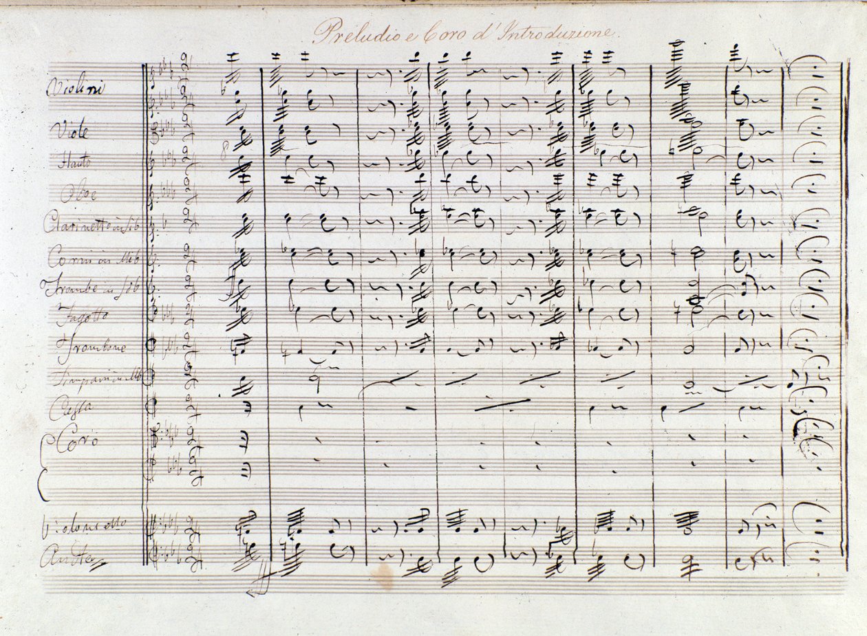 First page of the prelude of the opera Il bravo by Mercadante (1842) by Saverio Mercadante