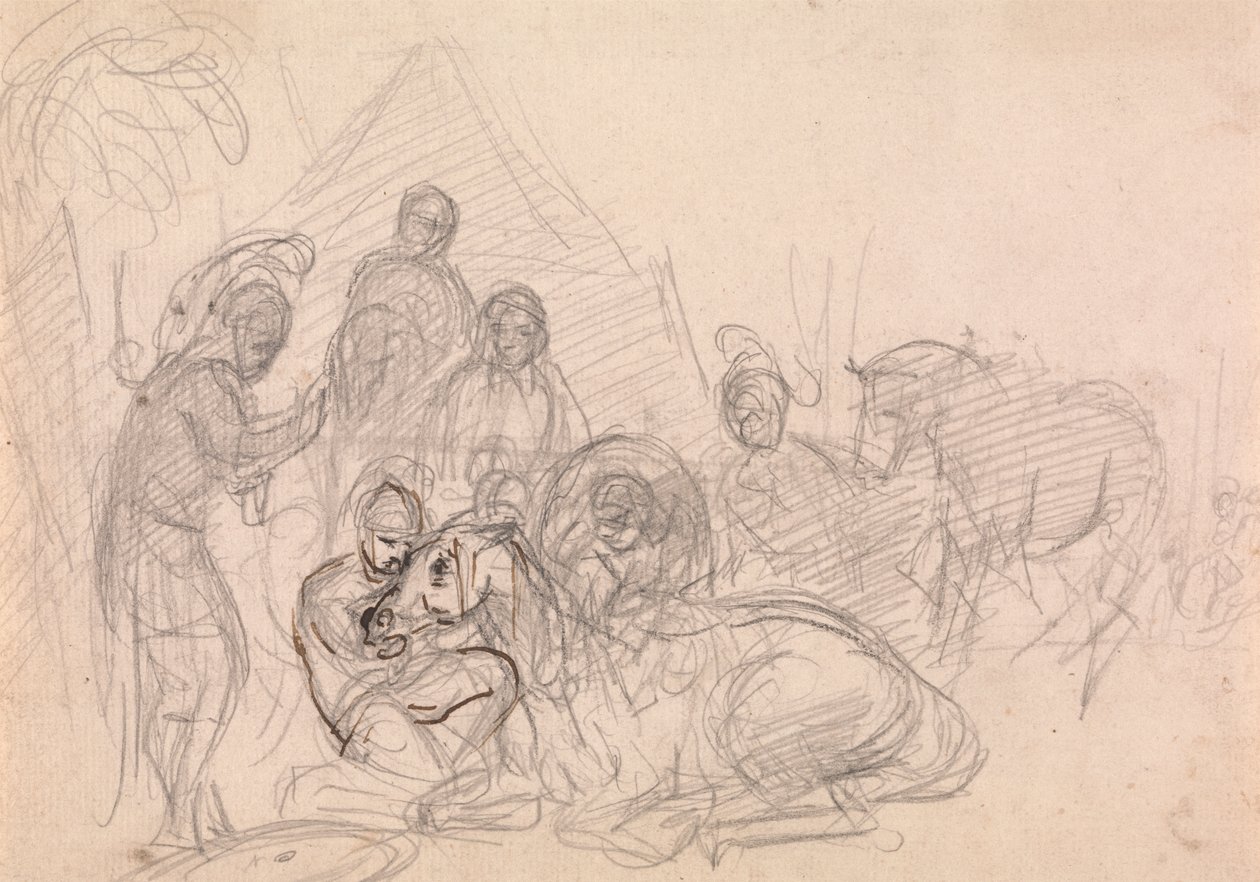 Armored Men Attending a Fallen Horse by Sawrey Gilpin