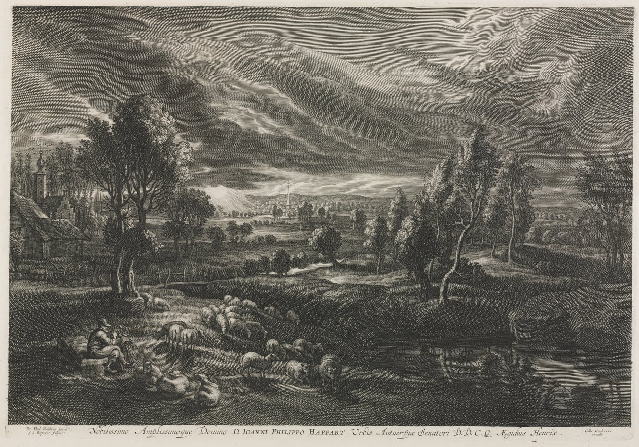 Landscape with Shepherd Playing a Flute by Schelte Adams Bolswert