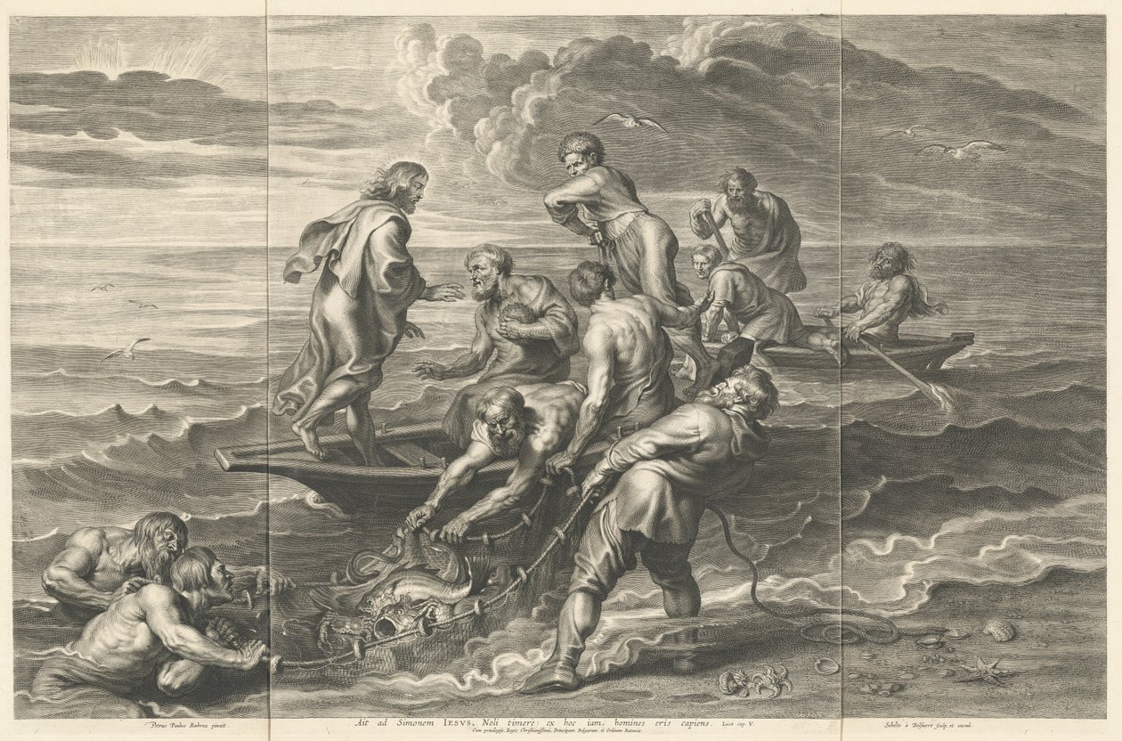 The Miraculous Draught of Fishes by Schelte Adams Bolswert after Sir Peter Paul Rubens
