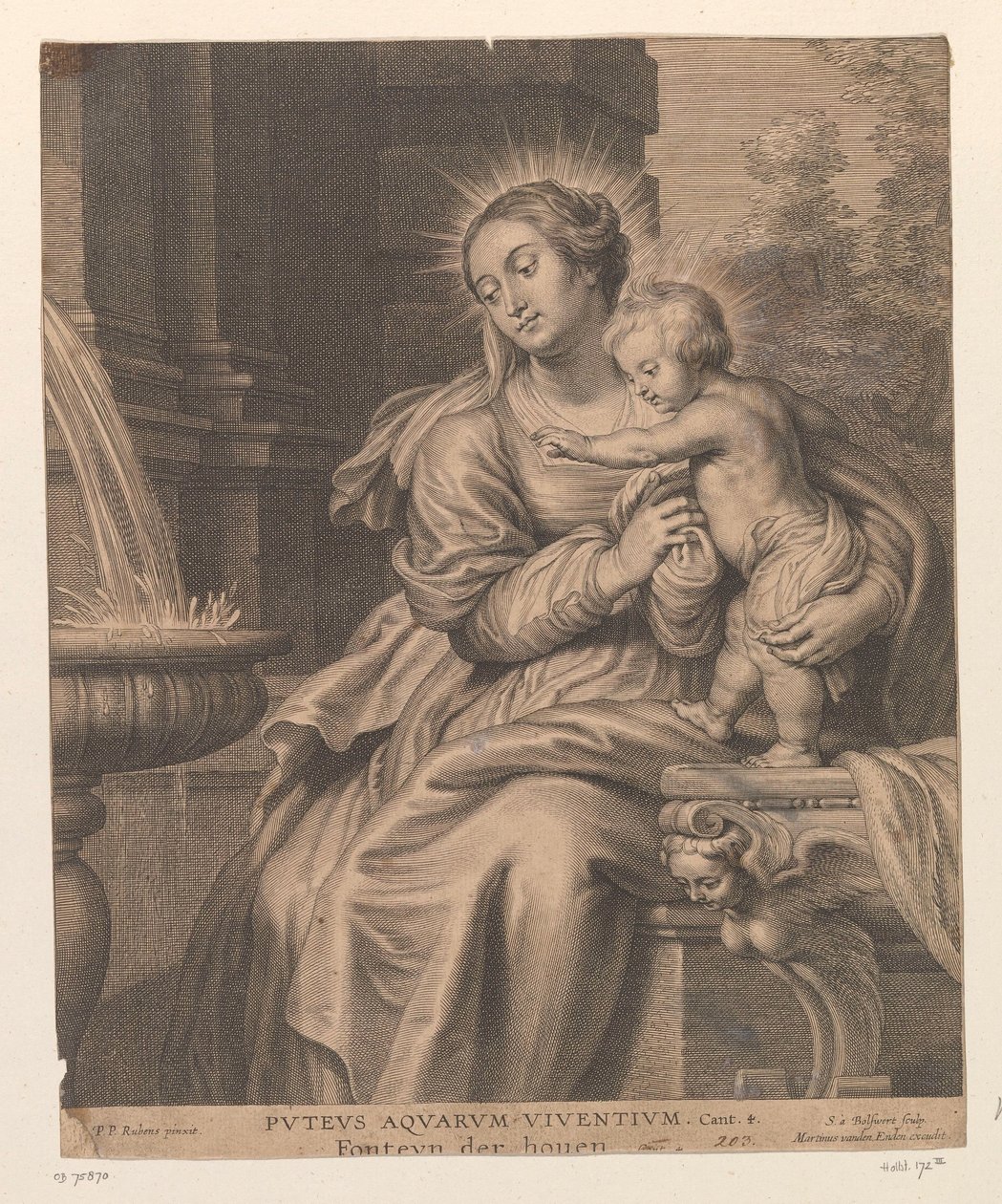 Mary with Child by a Fountain by Schelte Adamsz. Bolswert
