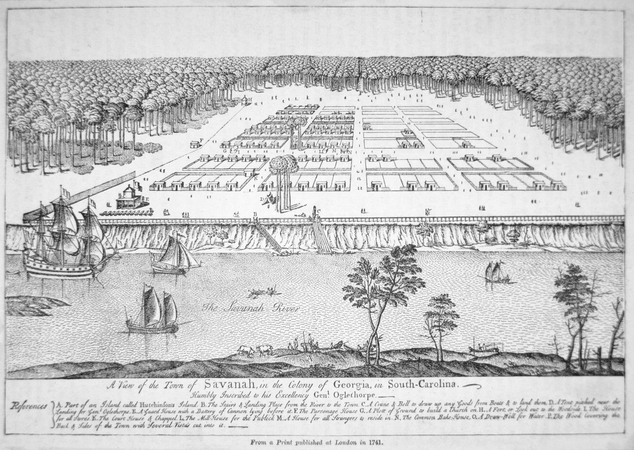A View of Savannah, Georgia in 1741 by School American