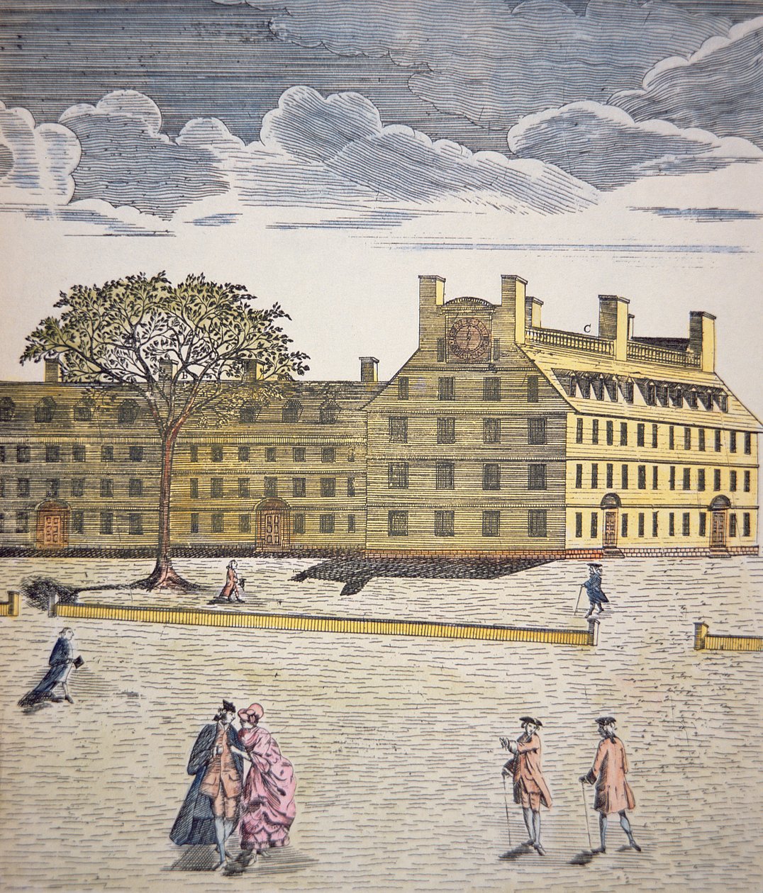 Harvard College, Cambridge, Massachusetts c.1740 by School American