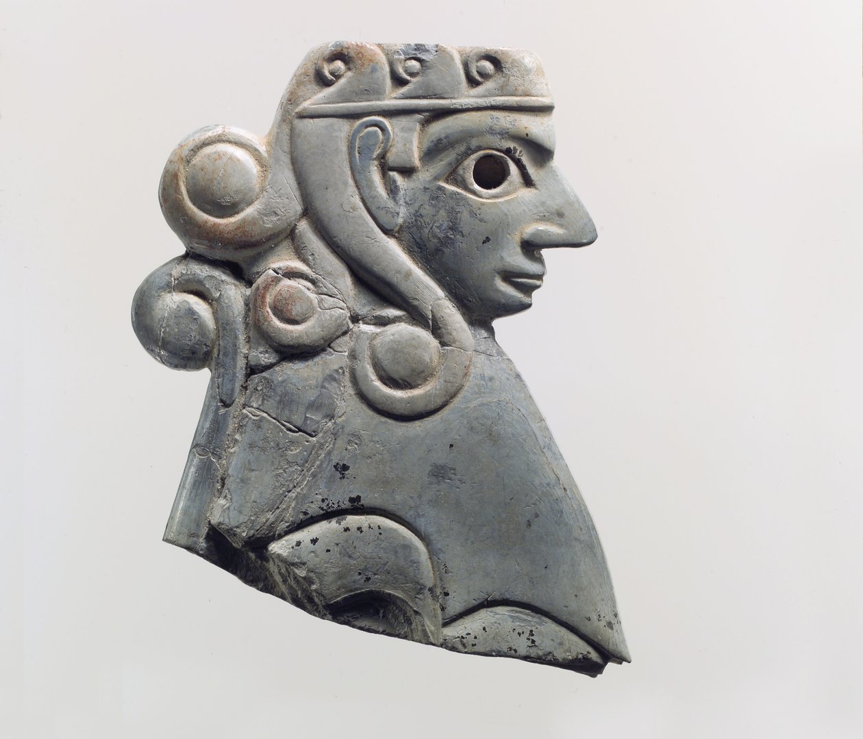 Furniture plaque: female sphinx with Hathor-style curls, c.18th century BC by School Anatolian