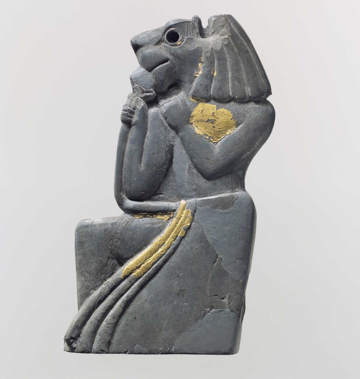 Plaque fragment: kneeling lion-headed figure, c.18th century BC by School Anatolian