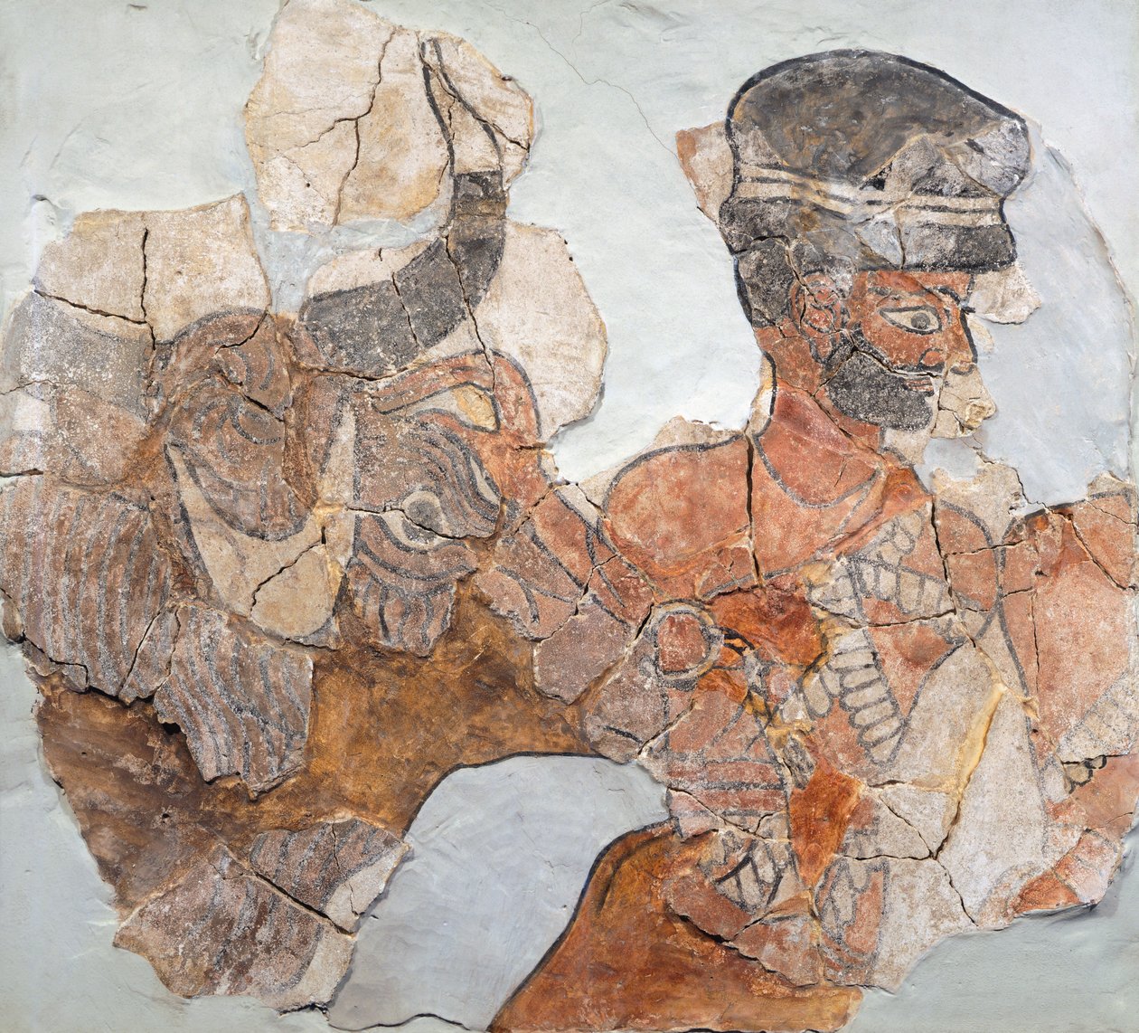 Fresco Depicting Sacrifice from Mari Archaeological Site, Syria by School Assyrian
