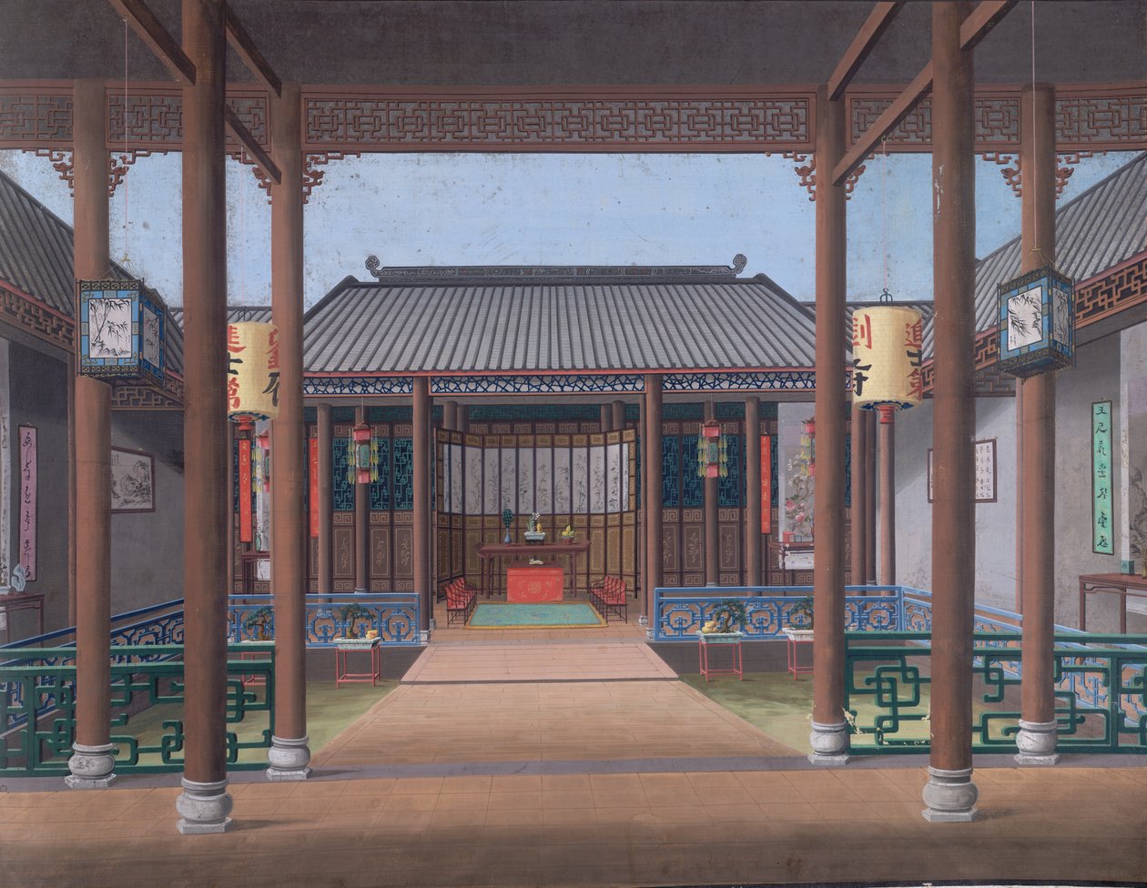 Drawing of the Interior of the House of a Chinese Official by School Chinese