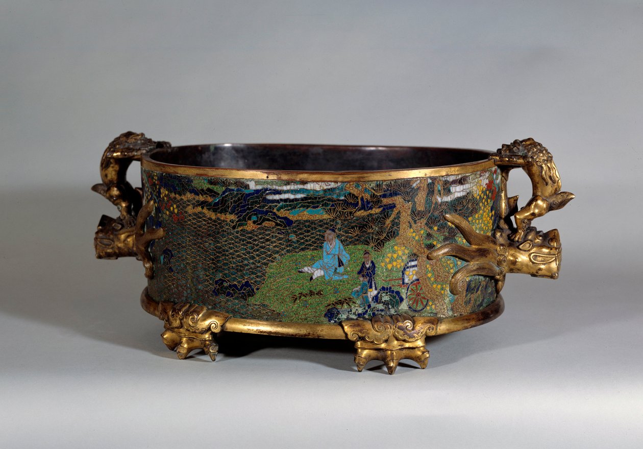 Chinese art: pot cache in cloisonne enamel, 16th century by School Chinese