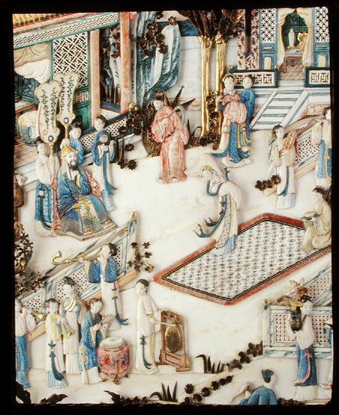 Detail (dignitary watching a female dancer), Qianlong period by School Chinese