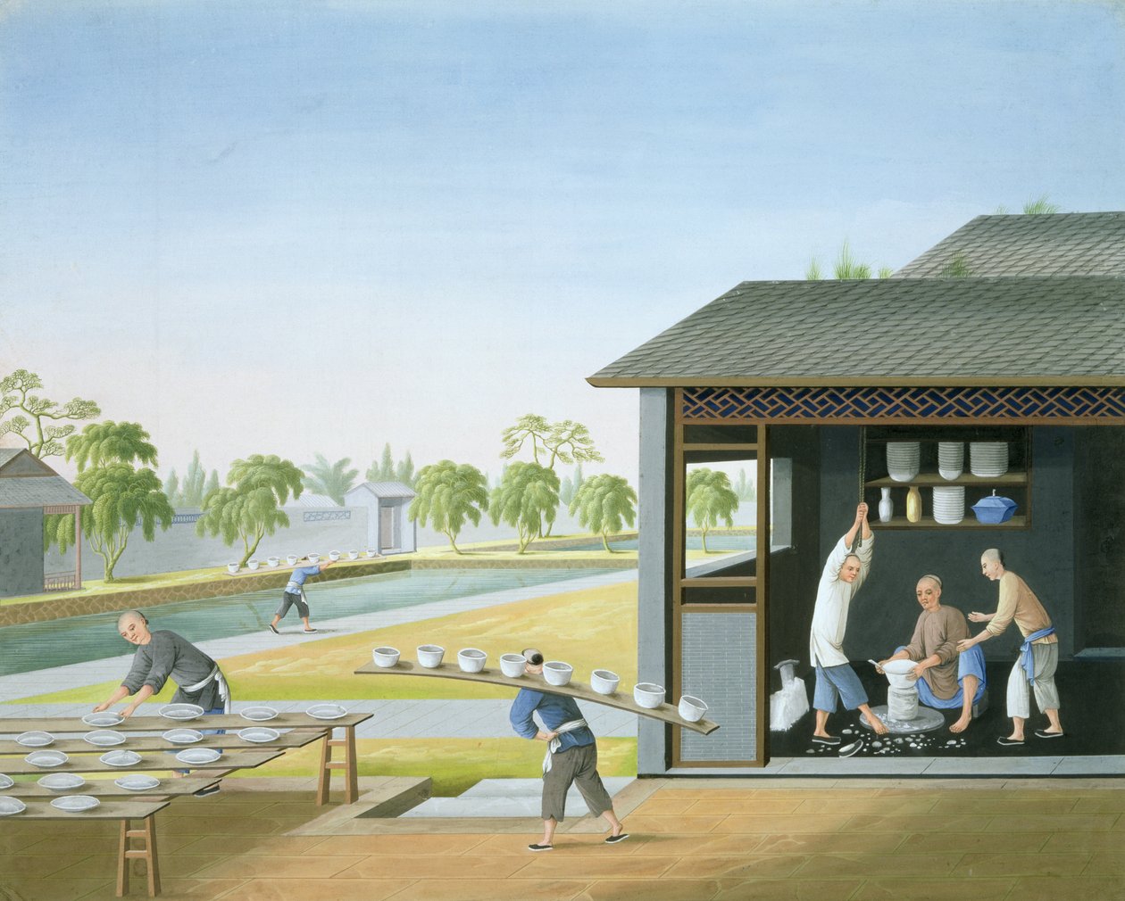 Manufacture of Porcelain, China, c.1820 by School Chinese