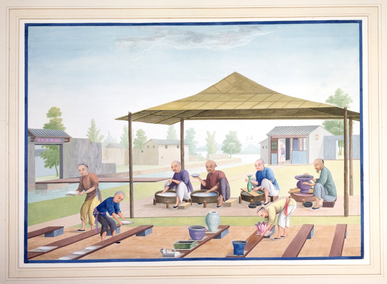 Workmen Applying the Glazes, c.1825 by School Chinese