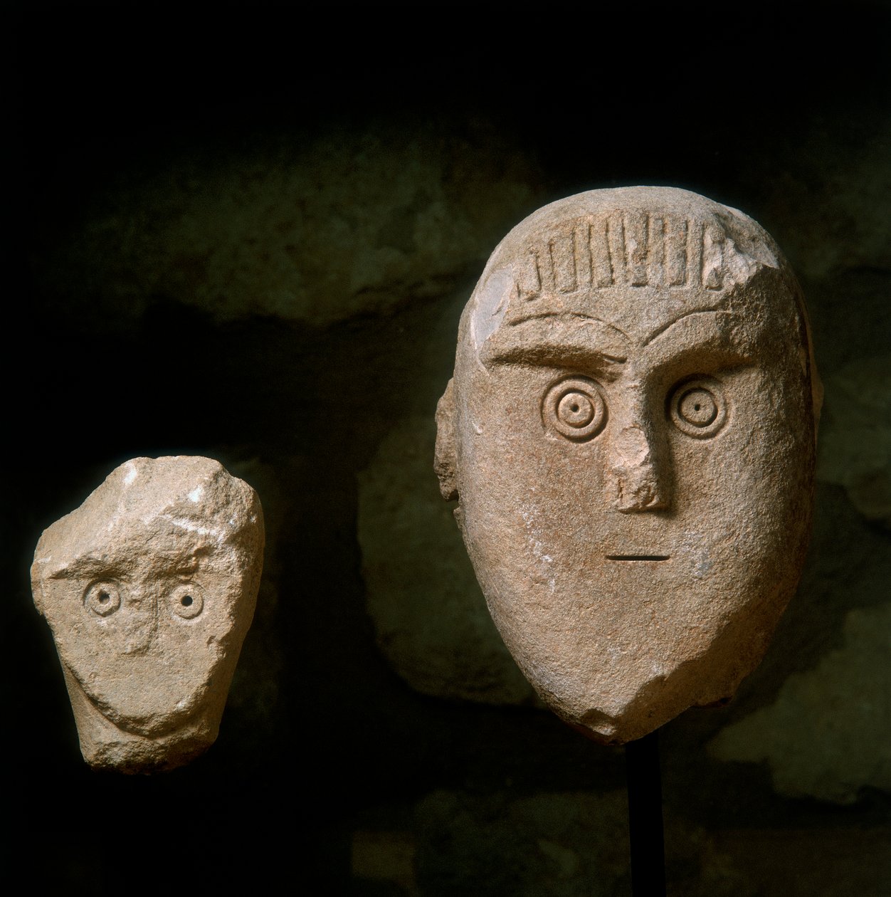 Conic heads, from a funerary monument found in Daunia by School Daunian