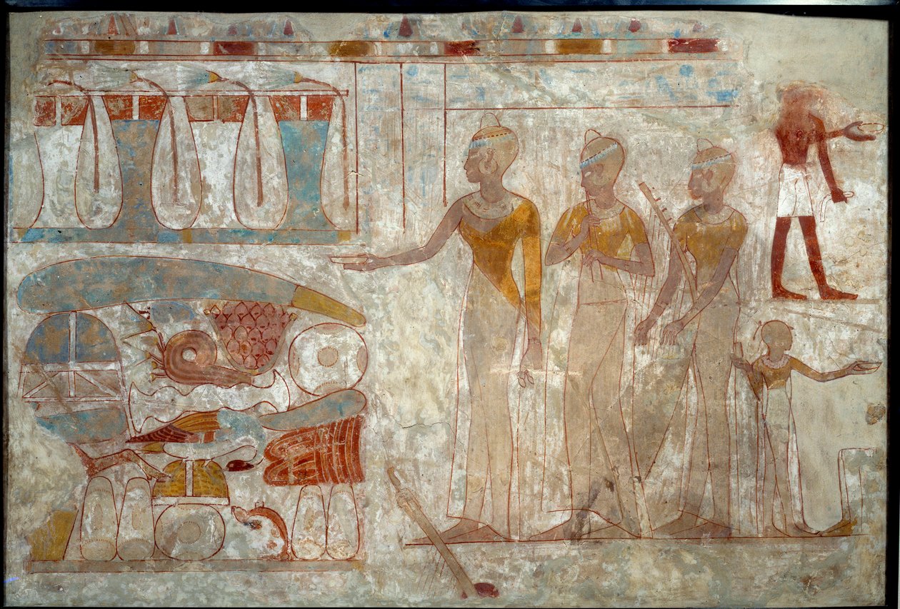Ancient Egyptian Art: Musicians at a Banquet by School Egyptian