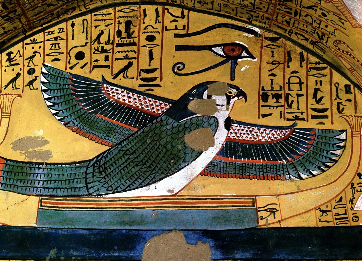 Luxor - Thebes: left bank of the Nile. Deir el-Medina: necropolis of artisans. Tomb of Sennedjem. 18th Dynasty. Representation of God Horus by School Egyptian
