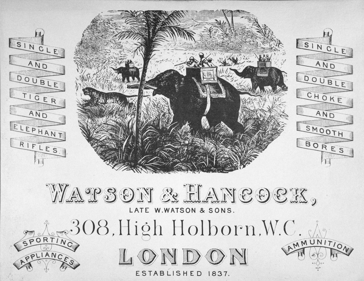 Advertisement for Watson & Hancock Gunmakers, c.1900 by School English